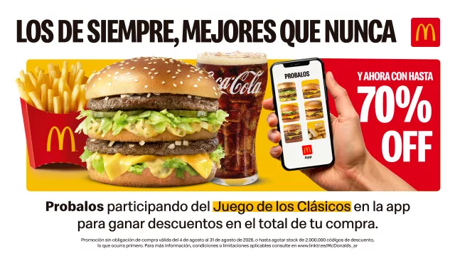 "Las clásicas de siempre, mejores que nunca" (McDonald's evoluciona y te ofrece descuentos de hasta 70%)